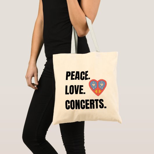 PEACE LOVE CONCERTS CANVAS TAS (Voorkant (product))