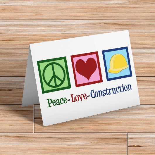 Peace Love Construction Worker Feestdagen Kaart