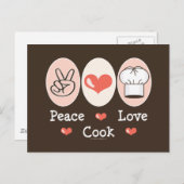Peace Love Cook Briefkaart (Voorkant / Achterkant)