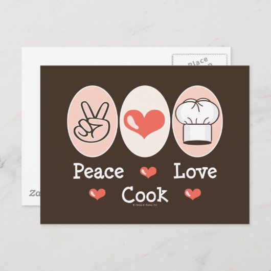 Peace Love Cook Briefkaart (Voorkant / Achterkant)