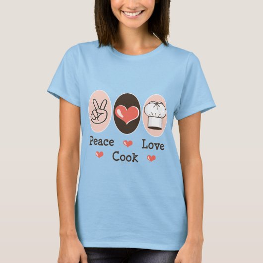 Peace Love Cook Ringer Tee Shirt (Voorkant)