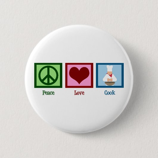 Peace Love Cook Ronde Button 5,7 Cm (Voorkant)