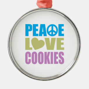 Peace Love Cookies Metalen Ornament