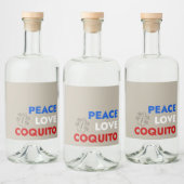 Peace Love Coquito Bottle Label 3.5"x4" Likeurfles Etiket (Flessen)