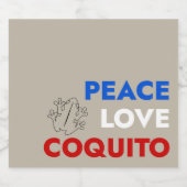Peace Love Coquito Bottle Label 3.5"x4" Likeurfles Etiket (Enkel label)