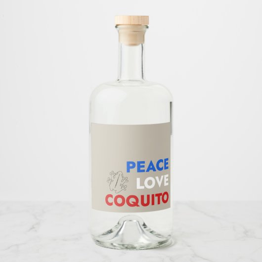 Peace Love Coquito Bottle Label 3.5"x4" Likeurfles Etiket (Voorkant)