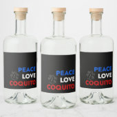 Peace Love Coquito Bottle Label 3.5"x4" Likeurfles Etiket (Flessen)