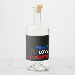 Peace Love Coquito Bottle Label 3.5"x4" Likeurfles Etiket