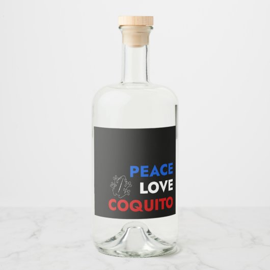 Peace Love Coquito Bottle Label 3.5"x4" Likeurfles Etiket (Voorkant)