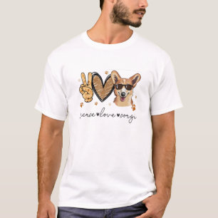 Peace Love Corgi Cute Pet Moederdag Cadeau voor T-shirt