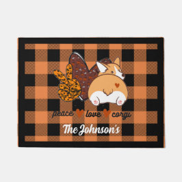 Peace Love Corgi door Mat
