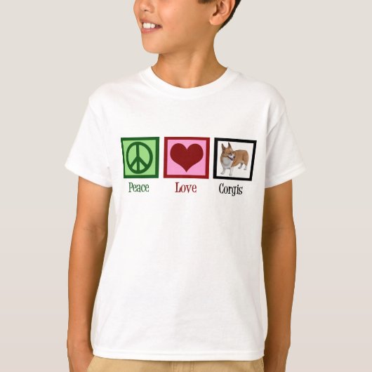 Peace Love Corgi Foto Kinder T-shirt (Voorkant)
