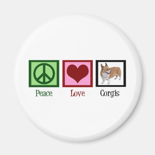 Peace Love Corgi-foto Magneet (Voorkant)