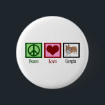 Peace Love Corgi-foto Ronde Button 5,7 Cm<br><div class="desc">Een schattig kerstcadeau voor corgi-eigenaars met een  groen vredesbord,  rood hart en een prachtige pembroke welsh corgi-hond.</div>