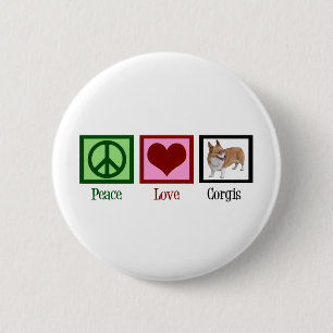 Peace Love Corgi-foto Ronde Button 5,7 Cm