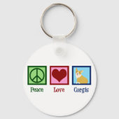 Peace Love Corgi-foto Sleutelhanger (Voorkant)