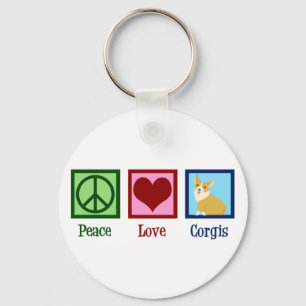 Peace Love Corgi-foto Sleutelhanger