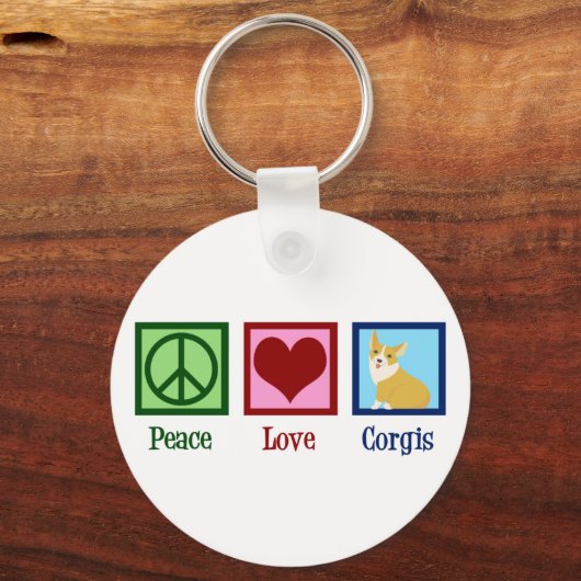 Peace Love Corgi-foto Sleutelhanger (Voorkant)