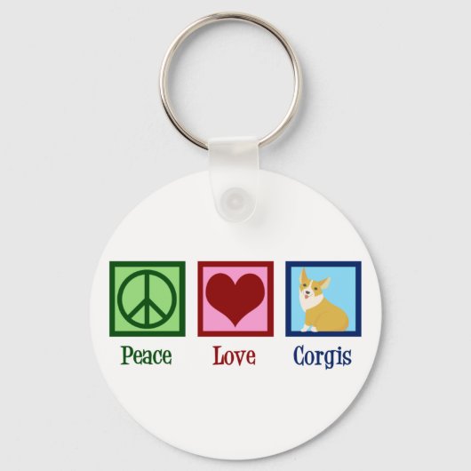 Peace Love Corgi-foto Sleutelhanger (Achterkant)