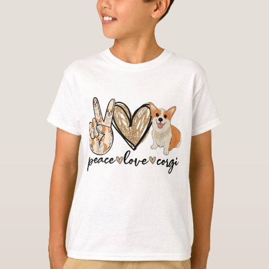 Peace Love Corgi Funny Dog mama Moederdag Gift T-shirt (Voorkant)