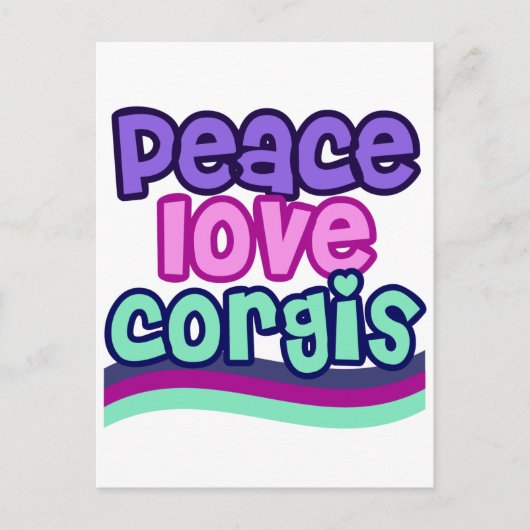 Peace Love Corgi Retro Briefkaart (Voorkant)