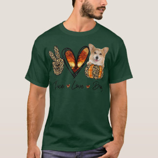 Peace Love CorgiAutumn Peace Hondenliefhebber T-shirt