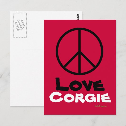 Peace Love Corgie Briefkaart (Voorkant / Achterkant)