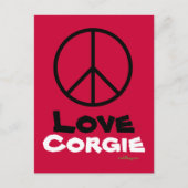 Peace Love Corgie Briefkaart (Voorkant)