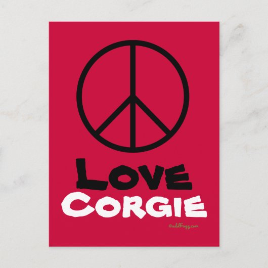 Peace Love Corgie Briefkaart (Voorkant)