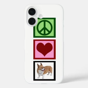 Peace Love Corgis iPhone 16 Hoesje
