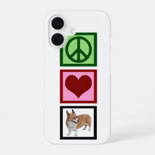 Peace Love Corgis iPhone 16 Hoesje