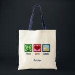 Peace Love Corgis Monogram Tote Bag<br><div class="desc">Peace Love Corgis. Een schattig cadeau van de Pembroke Welsh Corgi met een vredesteken en een mooi hart naast de schattige hond.</div>