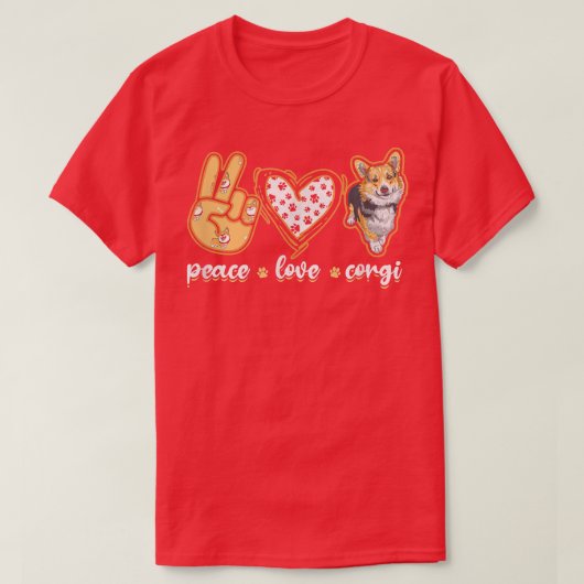 Peace Love Corgiwelsh corgi T-shirt (Design voorkant)
