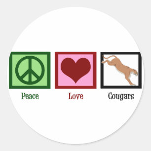 Peace Love Cougars Ronde Sticker