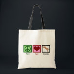 Peace Love Cougars Tote Bag<br><div class="desc">Cougars-ontwerp dat een geweldig cadeautje maakt voor een Cougars fan. Een vredesteken,  hart en een luiende cougar.</div>