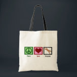 Peace Love Cougars Tote Bag<br><div class="desc">Cougars-ontwerp dat een geweldig cadeautje maakt voor een Cougars fan. Een vredesteken,  hart en een luiende cougar.</div>