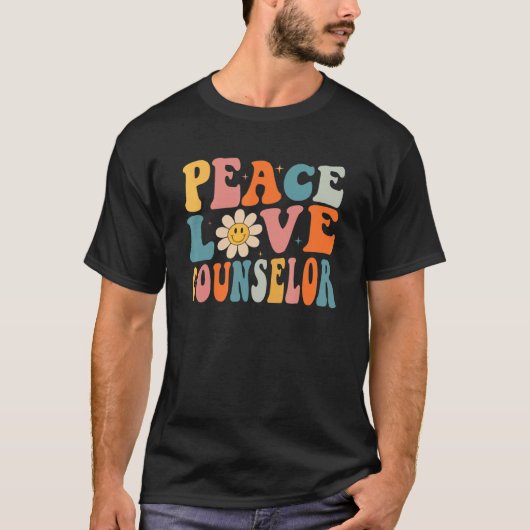 Peace Love Counselor School Back To School Teacher T-shirt (Voorkant)