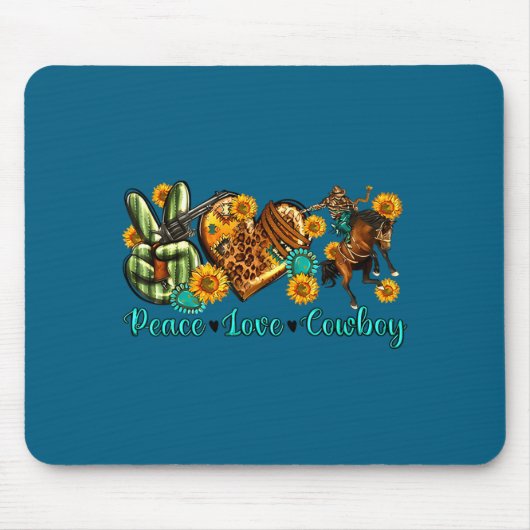 Peace Love Cowboy Western Rodeo Rodeo Life Western Muismat (Voorkant)