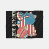 Peace Love Cricket Lover American Flag Patriotic C Fleece Deken (Voorkant (Horizontaal))