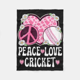 Peace Love Cricket Lover Cow Print Women Girls Cut Fleece Deken
