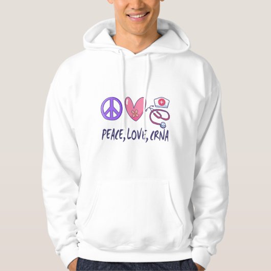 Peace Love CRNA Nurse Hoodie (Voorkant)