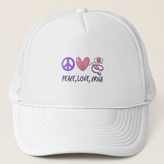 Peace Love CRNA Nurse Trucker Pet (Voorkant)