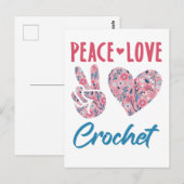 Peace Love Crochet Briefkaart (Voorkant / Achterkant)