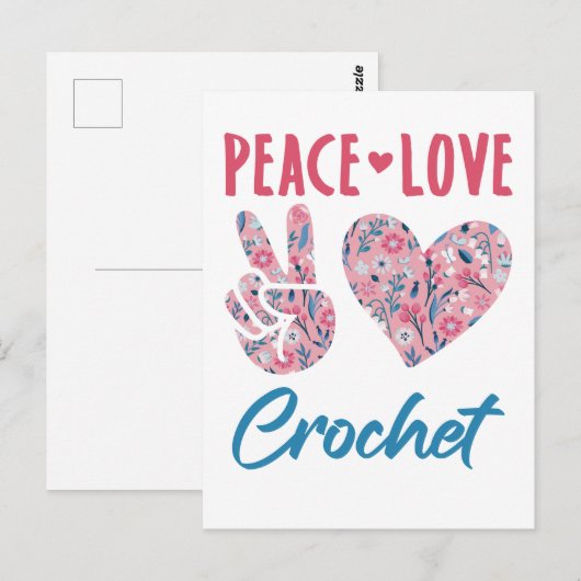 Peace Love Crochet Briefkaart (Voorkant / Achterkant)