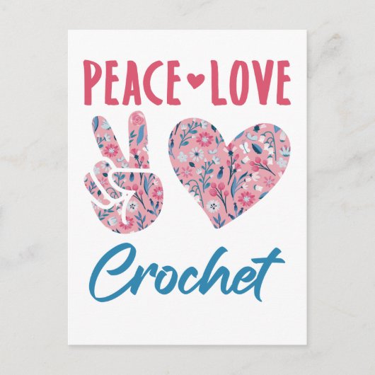 Peace Love Crochet Briefkaart (Voorkant)
