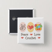 Peace Love Crochet Button (Voorkant /achterkant)