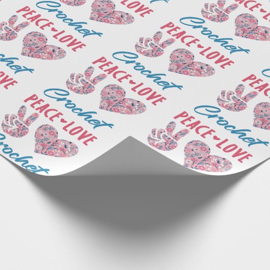Peace Love Crochet Cadeaupapier (Hoek)