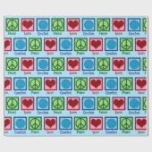Peace Love Crochet Cute Blue Yarn Pattern Cadeaupapier (Vlak)