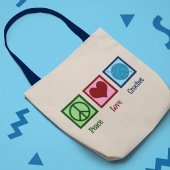 Peace Love Crochet Cute Monogram Crafting Tote Bag
