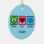Peace Love Crochet Cute Monogram Crocheter Keramisch Ornament (Rechts)